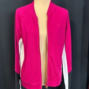 Lauren Ralph Lauren Fuchsia and White Bomber Jacket